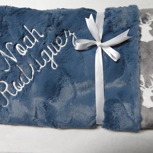 Baby Blanket, Baby Boy Blanket Personalized,  Deer Baby Boy Blanket, Baby Gift, Baby Shower Gift, Minky Baby Blankets