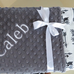 Personalized Baby Boy Blanket, Charcoal/Snow Baby Boy Blanket, Baby Gift, Baby Shower Gift, Minky Baby Blankets