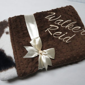 Personalized Cow Print Baby Blanket, Newborn Baby Gift Blanket, Baby  Shower Gift,  Minky Baby Blankets