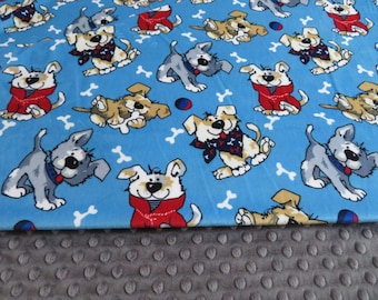 Manta de bebé Minky personalizada, manta para niño con perros felices