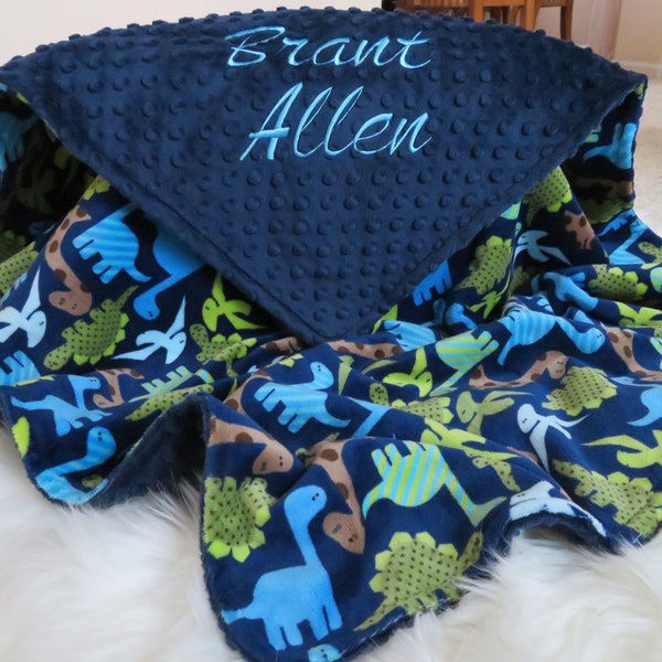 Baby Blanket, Baby Boy Blanket Personalized,  Dinosaur Boy Blanket, Baby Gift, Baby Shower Gift, Minky Baby Blankets