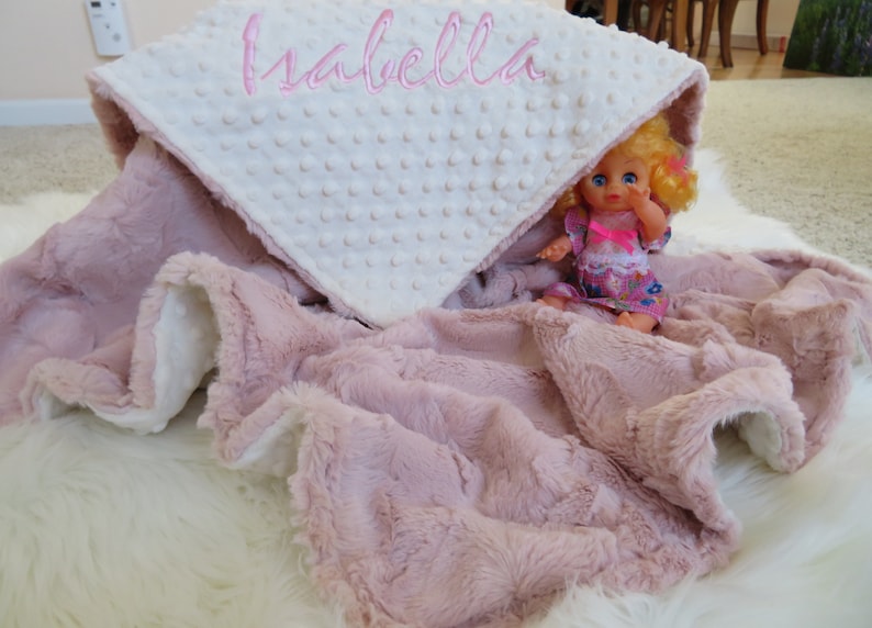 Baby Girl Blanket,  Personalized Baby Girl Blanket, Rosewater Girl Blanket, Minky  Baby Gift, Baby Shower Gift, Minky Baby Girl Blankets, 