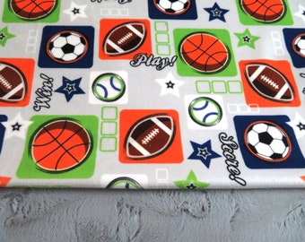 Sports Minky Baby Boy Blanket, Personalized Newborn Gift
