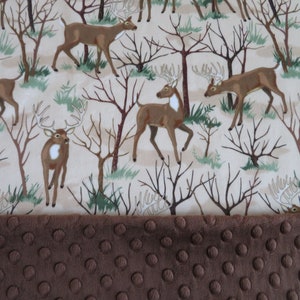 Personalized Baby Blanket, Deer Baby Boy Blanket, Forest Park Baby Blanket, Baby Shower Gift, Minky Baby Blankets
