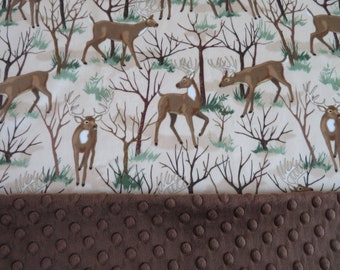 Personalized Deer Baby Blanket, Forest Park Minky Blanket