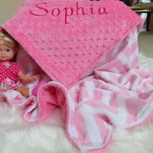 Baby Girl Blanket,  Personalized Baby Girl Blanket, Pink  Baby Girl Blanket, Minky  Baby Gift, Baby Shower Gift, Minky Baby Girl Blankets,
