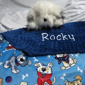 Baby-Decke, Baby-Decke für Jungen, glückliche Hunde Jungen-Decke, Baby-Geschenk, Baby-Dusche-Geschenk, Minky Baby-Decken