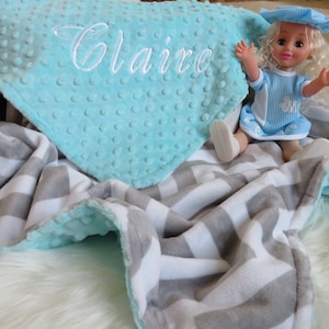 Baby blanket, Personalized Baby Blanket, Opal cuddle, Grey/White chevron Baby Blanket, Baby Gift, Baby Shower Gift, Minky Baby Blankets