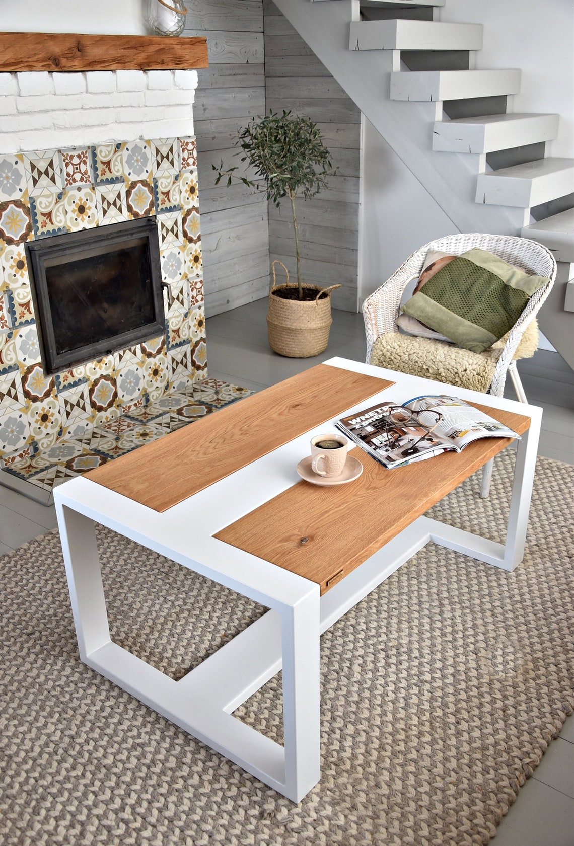 Table basse rustique rustique de table basse en bois massif de  Etsy
