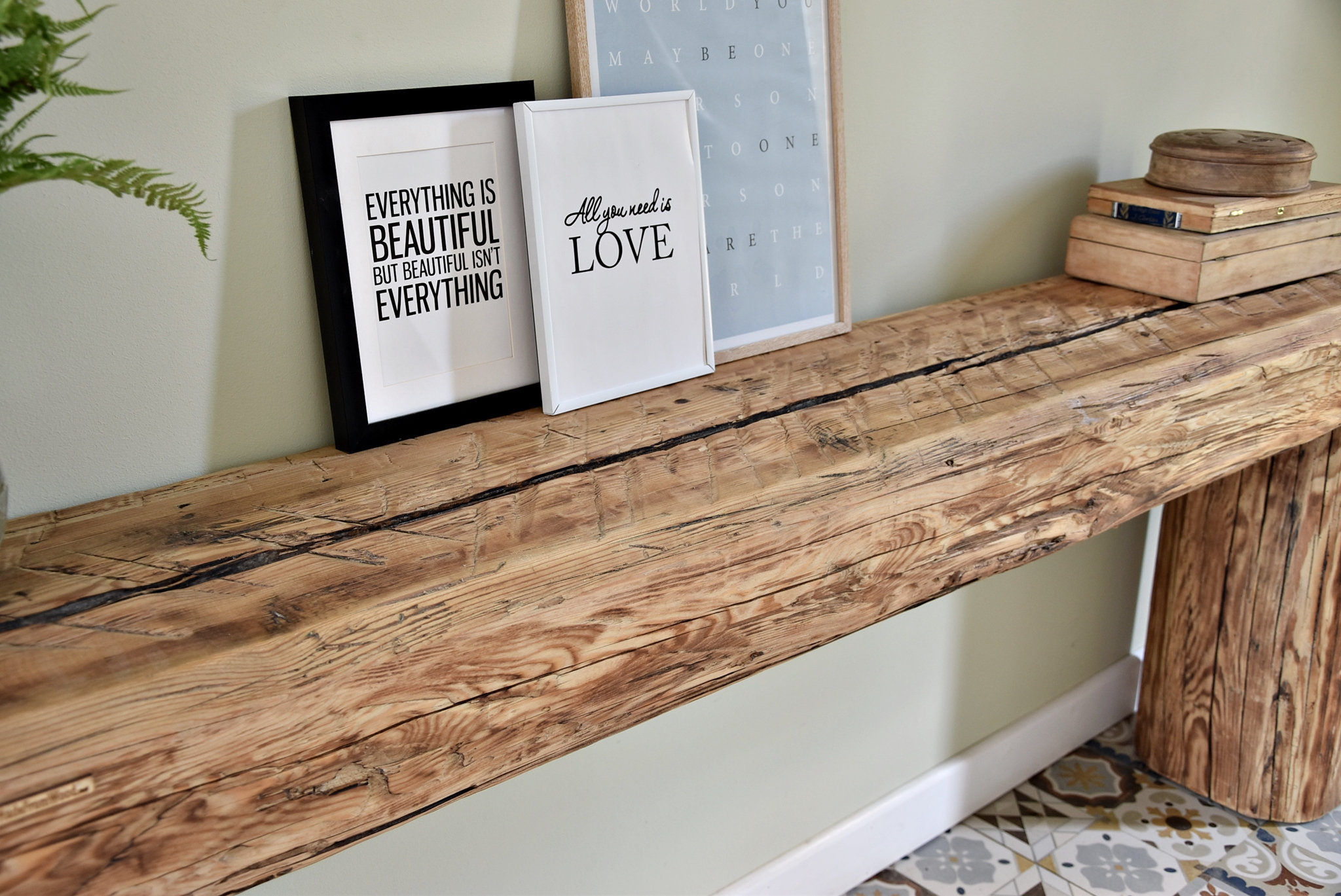 Reclaimed beam console table old beams rustic country style | Etsy