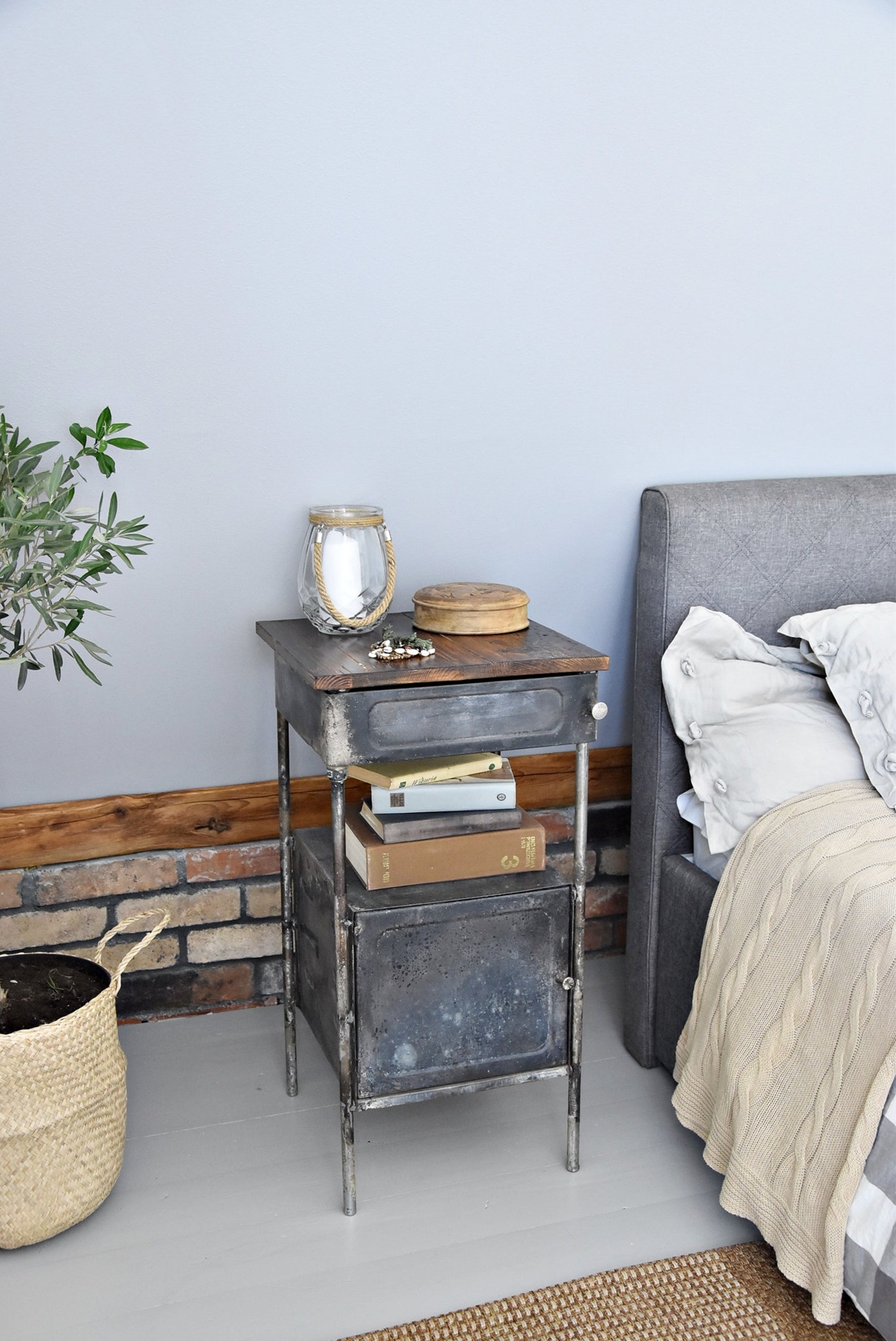 Industrial Vintage French Metal bedside cupboard Etsy