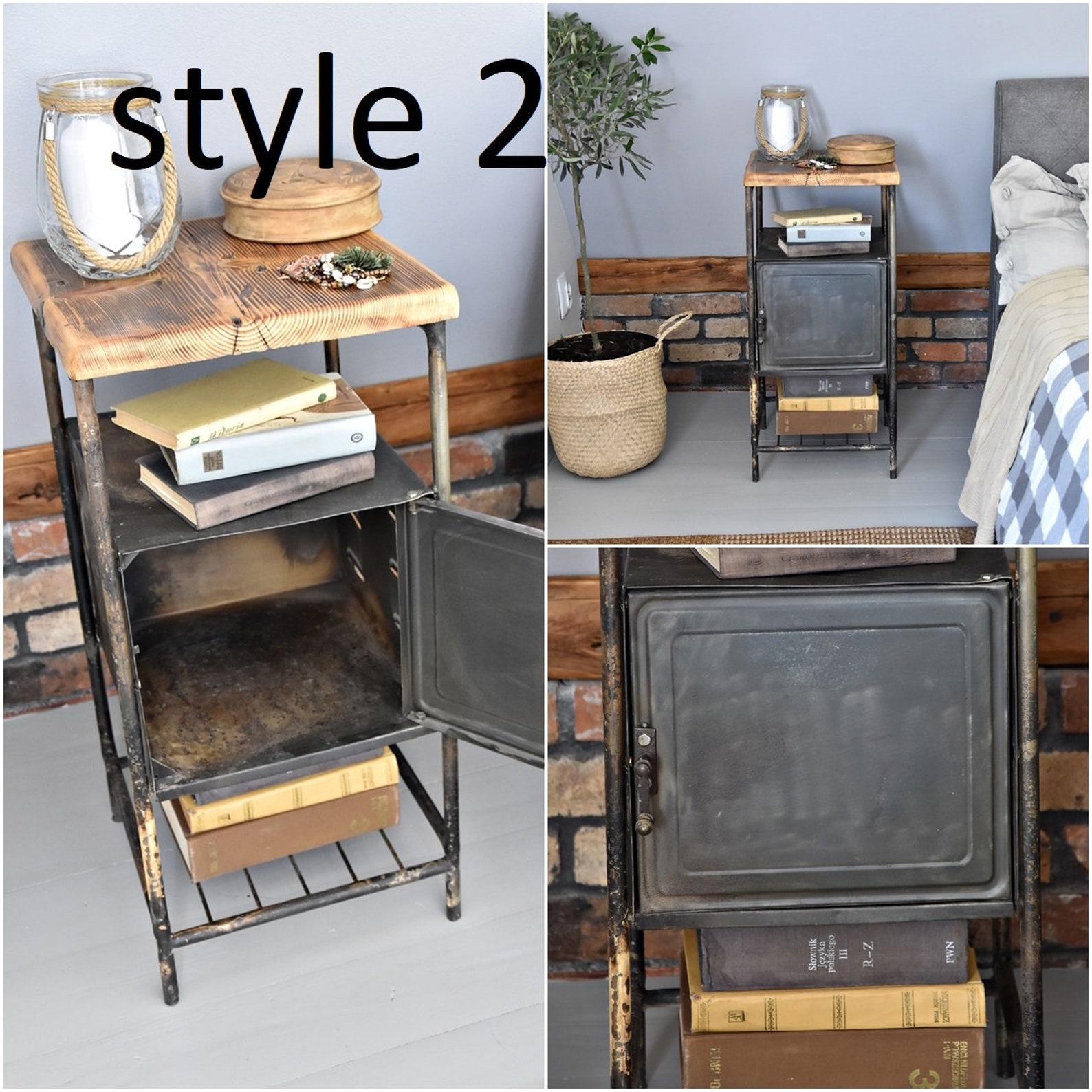 Industrial Vintage French Metal bedside cupboard Etsy