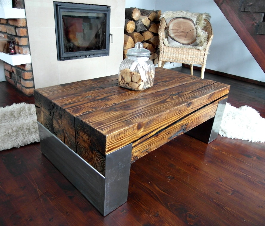 Handmade Reclaimed Wood & Steel Coffee Table Vintage Rustic Etsy