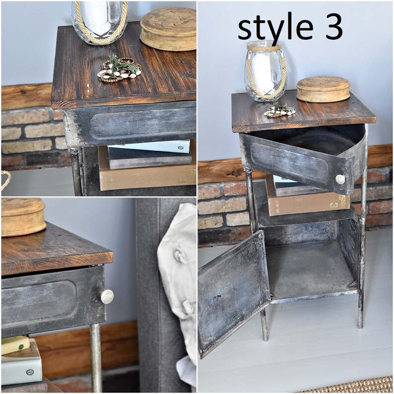 Industrial Vintage French Metal bedside cupboard Etsy