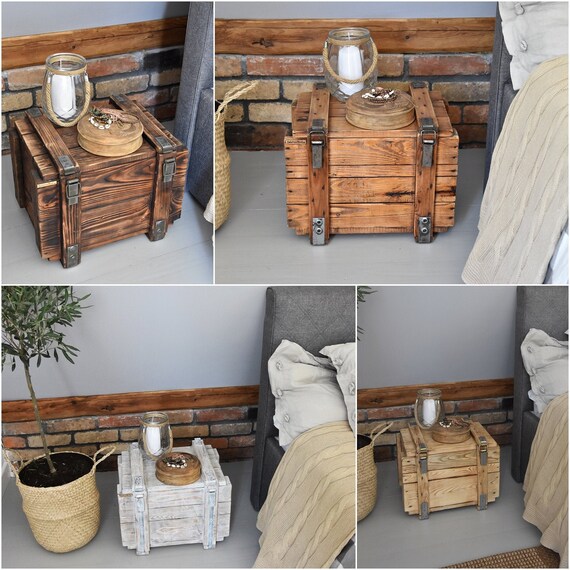 Old Military Chest Trunk Box Coffee Side Table Cabinet Bedside Etsy