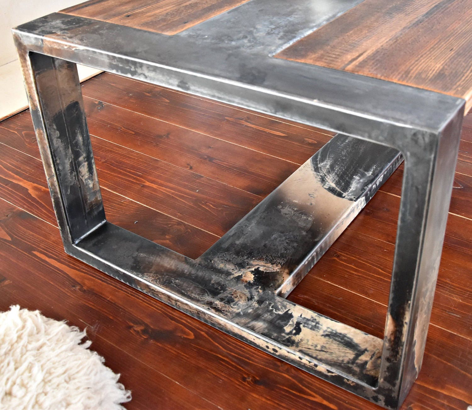 Handmade Reclaimed Wood & Steel Coffee Table Vintage Rustic Etsy