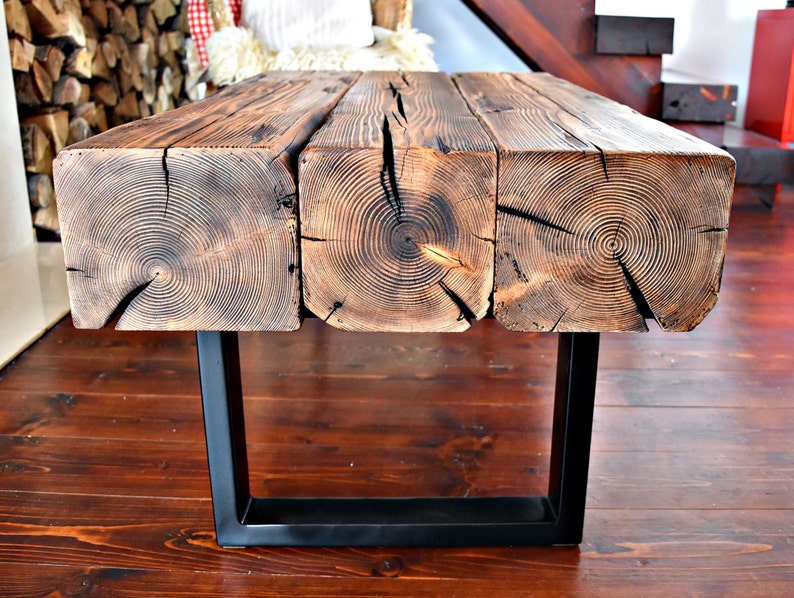 Handmade Reclaimed Wood & Steel Coffee Table Vintage Rustic Etsy