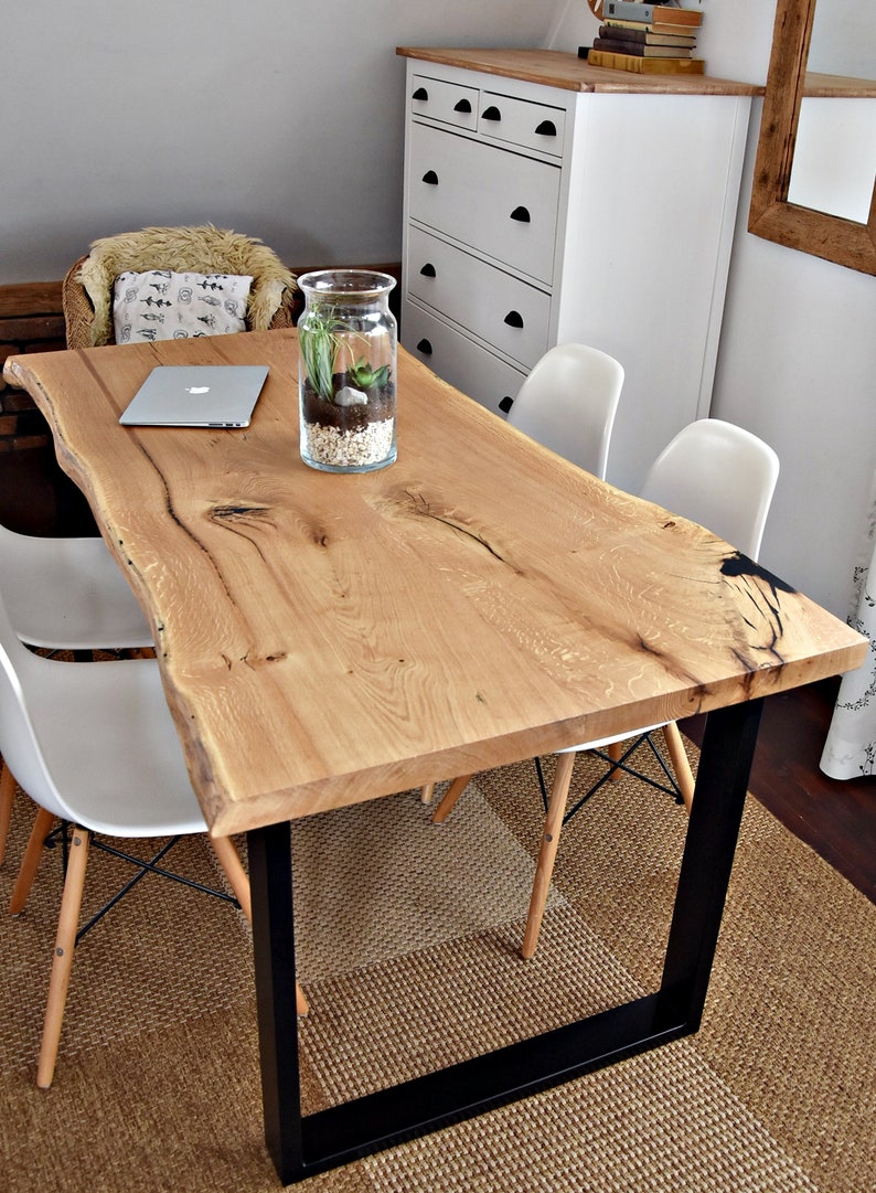 Handgefertigte 6 Sitzer Moderne Eiche Holz Schwarz Stahl Etsy
