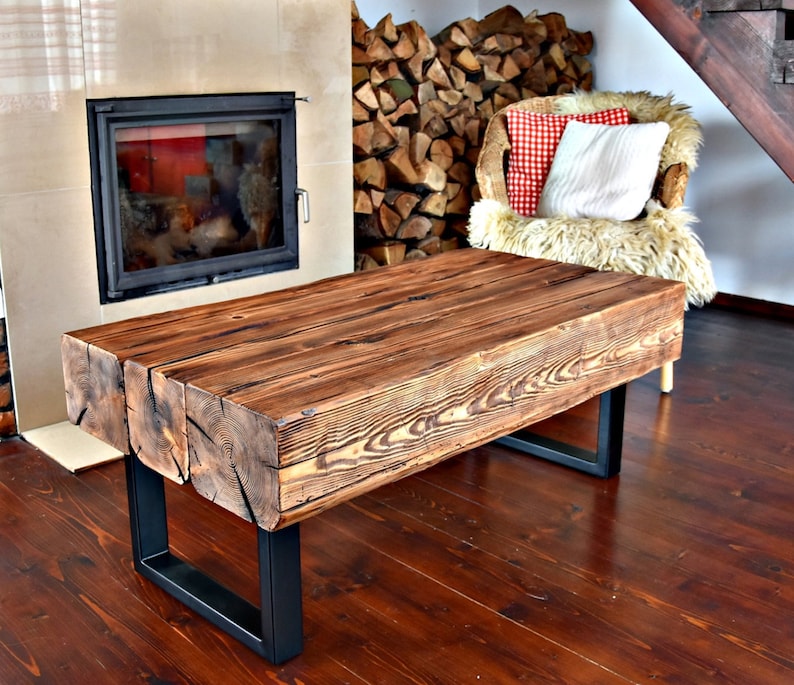 Handmade Reclaimed Wood & Steel Coffee Table Vintage Rustic Etsy