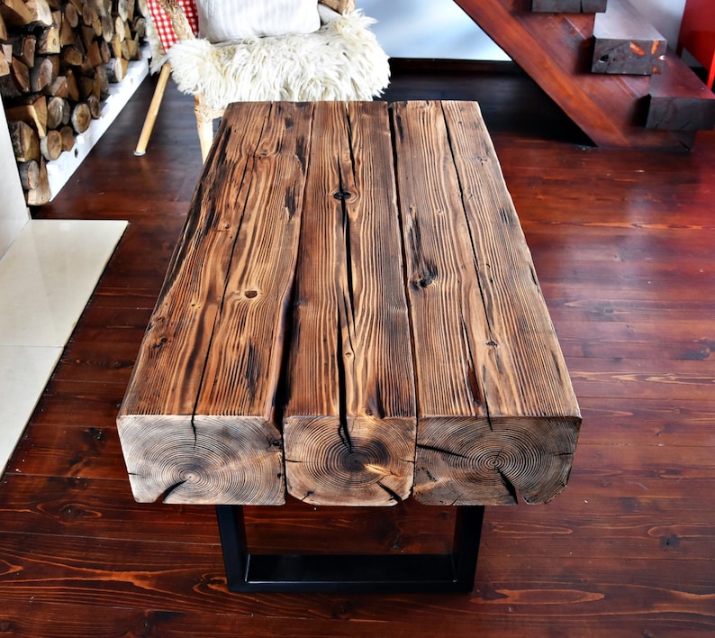 Handmade Reclaimed Wood & Steel Coffee Table Vintage Rustic Etsy