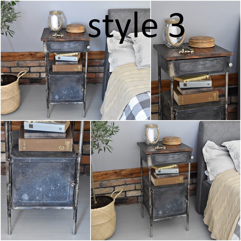 Industrial Vintage French Metal bedside cupboard Etsy