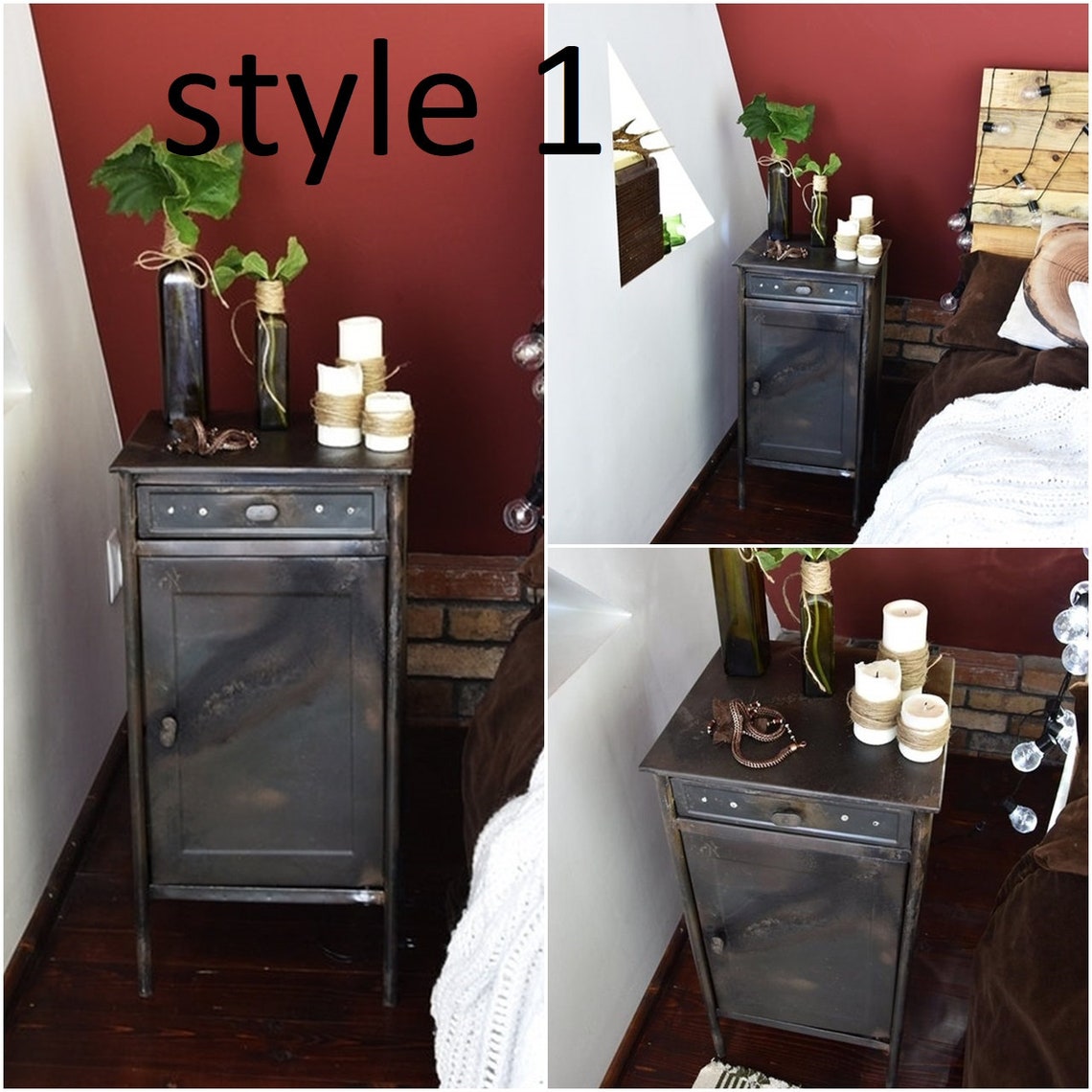 Industrial Vintage French Metal bedside cupboard Etsy