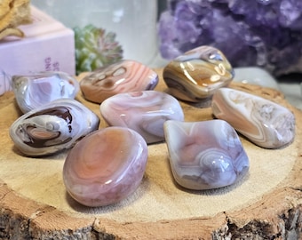Pink Agate Tumblestone | Crystal Polished Gemstone | Pink Agate Crystal | Metaphysical Gift | Virgo Zodiac Tumbled Stone