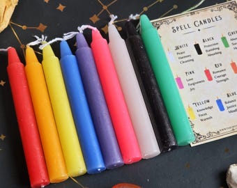 Witches Spell Candles | Witchcraft Supplies | Coloured Soy Candles | Chime Candles for Pagan Altar