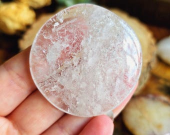 Clear Quartz Crystal Palmstone | Polished Crown Chakra Stones | Aries Zodiac Crystals | Clear Quartz Palm Stone