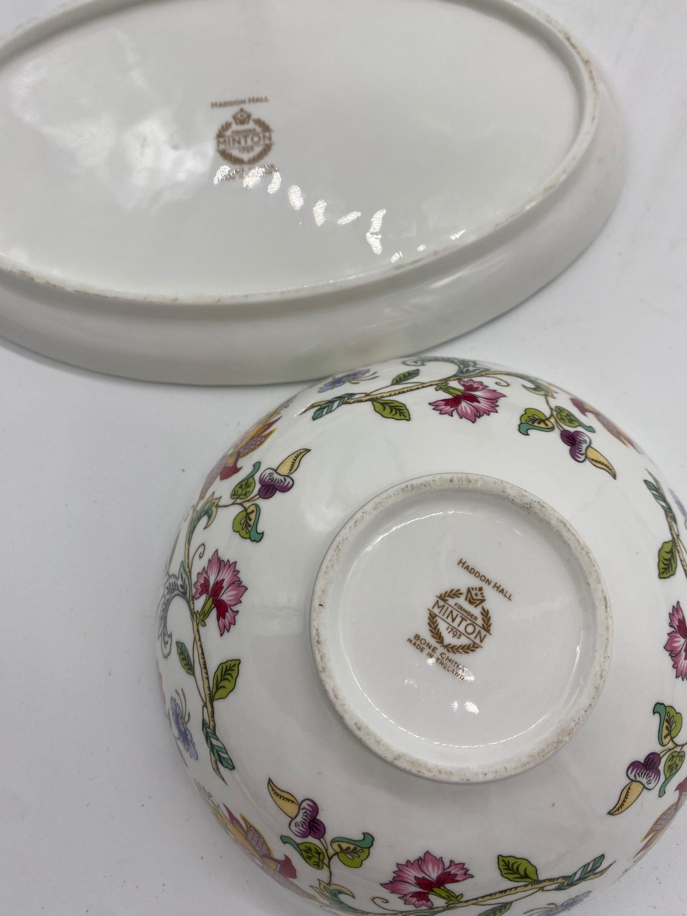Vintage Minton Haddon Hall Bone China Plate and Bowl Set • Floral
