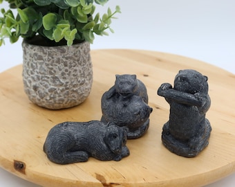 ヴィンテージ オオカミ彫刻 カナダ ビーバーと丸太 グレー ソープ