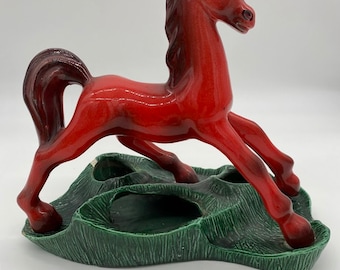 Vintage Red Horse Porcelain Statue Cali-Co. 52