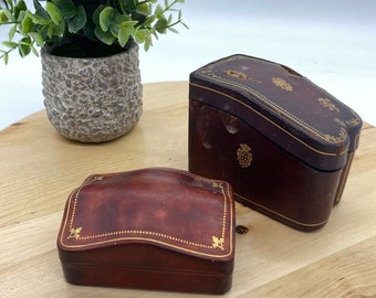 Vintage 1950's Leather Miniature Bible boxes Made in Italy