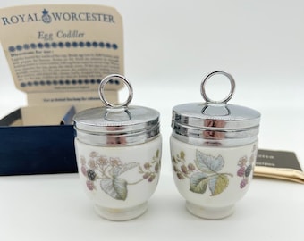 Vintage Royal Worcester Egg Coddler Duo Porcelain with Included Recipes