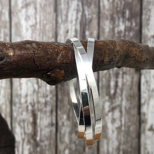Classic flat 4mm solid Sterling Silver hallmarked bangle
