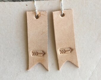 Arrow stamped leather earrings