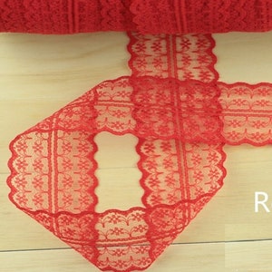Red Sewing Lace Ribbon For Decoration , Embroidered, Lace Trimming, Ribbon/Fabric/Hair accessories/ Card making/ Embellishing craft
