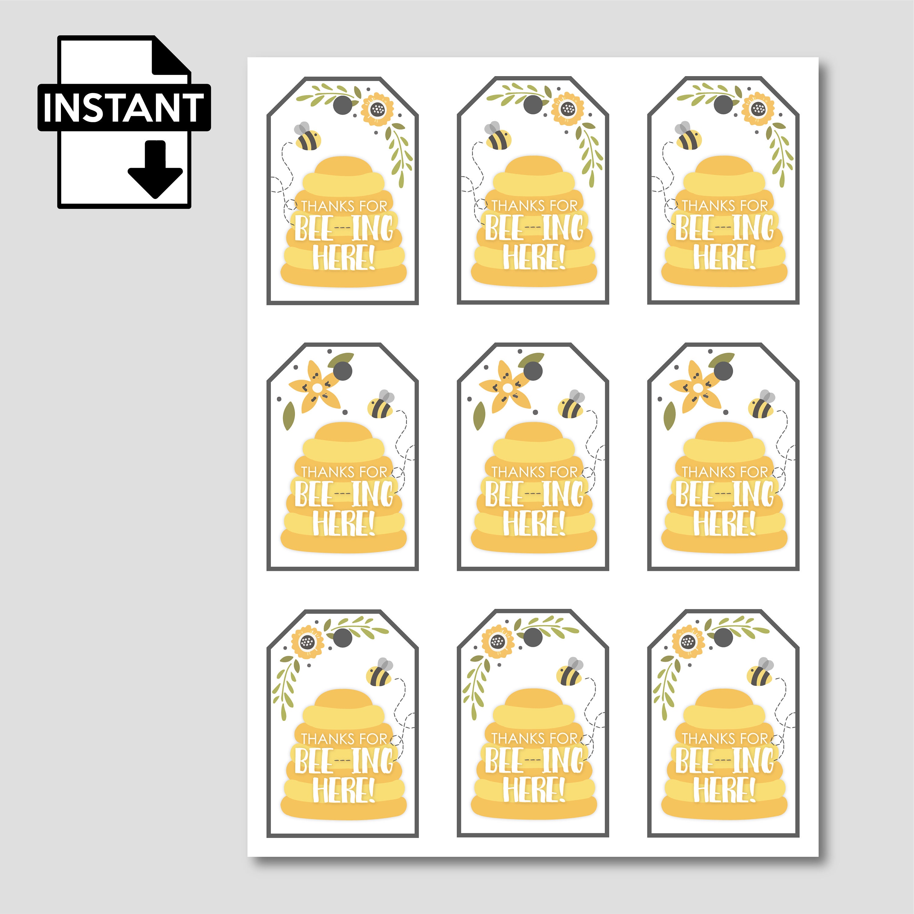 INSTANT DOWNLOAD Honey Themed Favor Tags Sweet As Can Bee Etsy