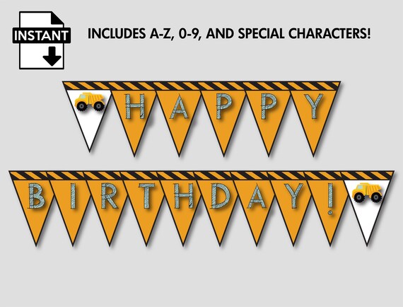 Instant Download Construction Birthday Banner Dump Truck Etsy