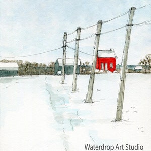 Winter Art Print, Snow Art, Winter Home Decoration, Winter Wall Art, Whimsical Art