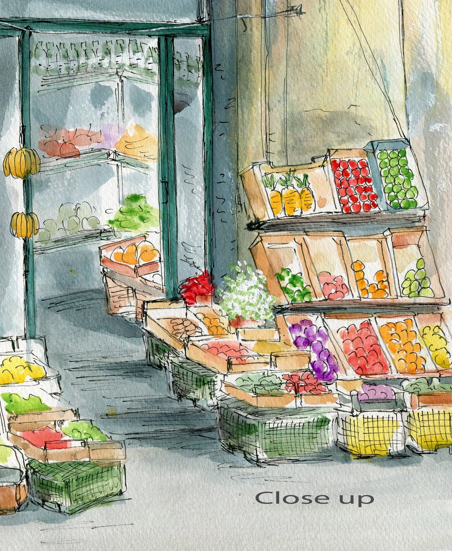 Kitchen Art Fruit Stand Whimsical Art Print Kitchen Wall Etsy