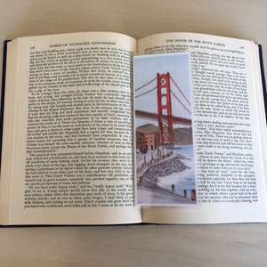 Bookmark Golden Gate Bridge Whimsical Bookmark San Francisco Bookmark Artsy Bookmark LaminatedBookmark Booklover Gift SF souvenir image 1