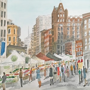 New York City Art Print; New York City Souvenir; Urban Illustration; Art Print; Farmers Market Art; NYC Wall Decor; NYC Travel Art; Fun Art