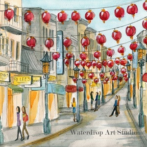 Chinatown Kunst; Rote Laternen; San Francisco Kunstdruck; Bay Area Kunst; Kunstdruck; SF Souvenir; Chinatown Souvenir; SF Wandkunst; Chinatown