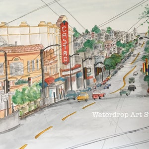 San Francisco Art Print; Castro Street, SF; Watercolor Art Print; Whimsical Wall Decor; Bay Area Art; SF Souvenir; Bay Area Print; Art Print
