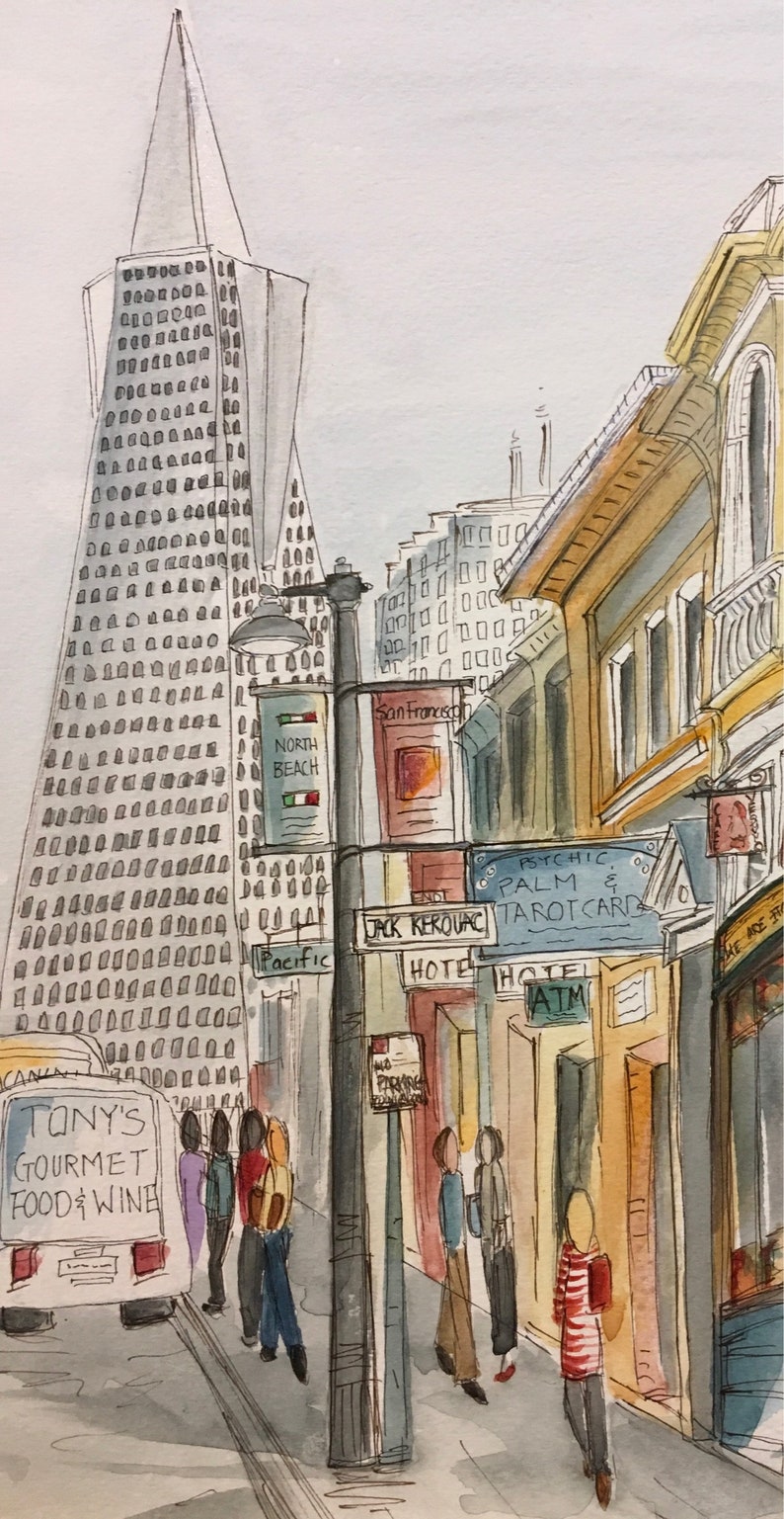 San Francisco Art Print Bay Area Art Print Landmark Art Travel Art Urban Sketch Whimsical Print Hipster Art San Francisco Souvenir image 2