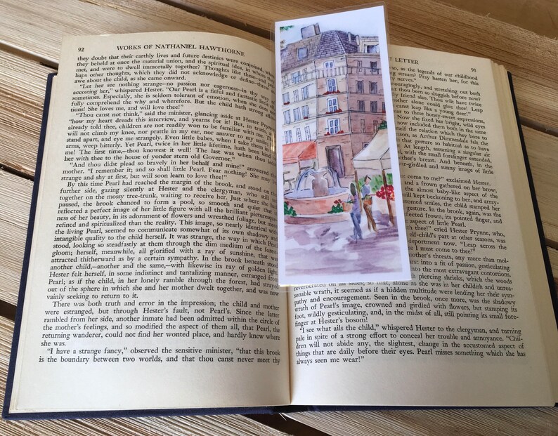 Bookmark Afternoon Market French Bookmark, Paris Bookmark, travel bookmark, artsy bookmark, booklover gift, book gift, French Art image 1