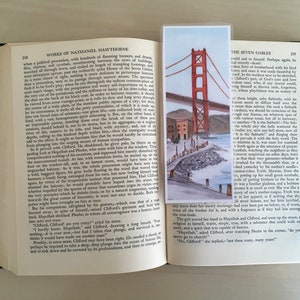 Bookmark Golden Gate Bridge Whimsical Bookmark San Francisco Bookmark Artsy Bookmark LaminatedBookmark Booklover Gift SF souvenir image 3