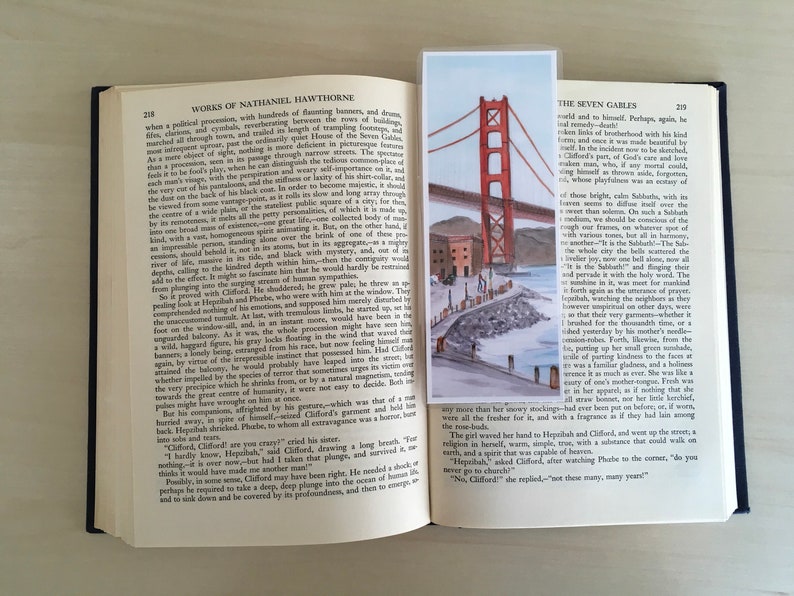 Bookmark Golden Gate Bridge Whimsical Bookmark San Francisco Bookmark Artsy Bookmark LaminatedBookmark Booklover Gift SF souvenir image 3