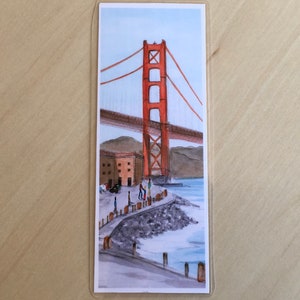 Bookmark Golden Gate Bridge Whimsical Bookmark San Francisco Bookmark Artsy Bookmark LaminatedBookmark Booklover Gift SF souvenir image 2